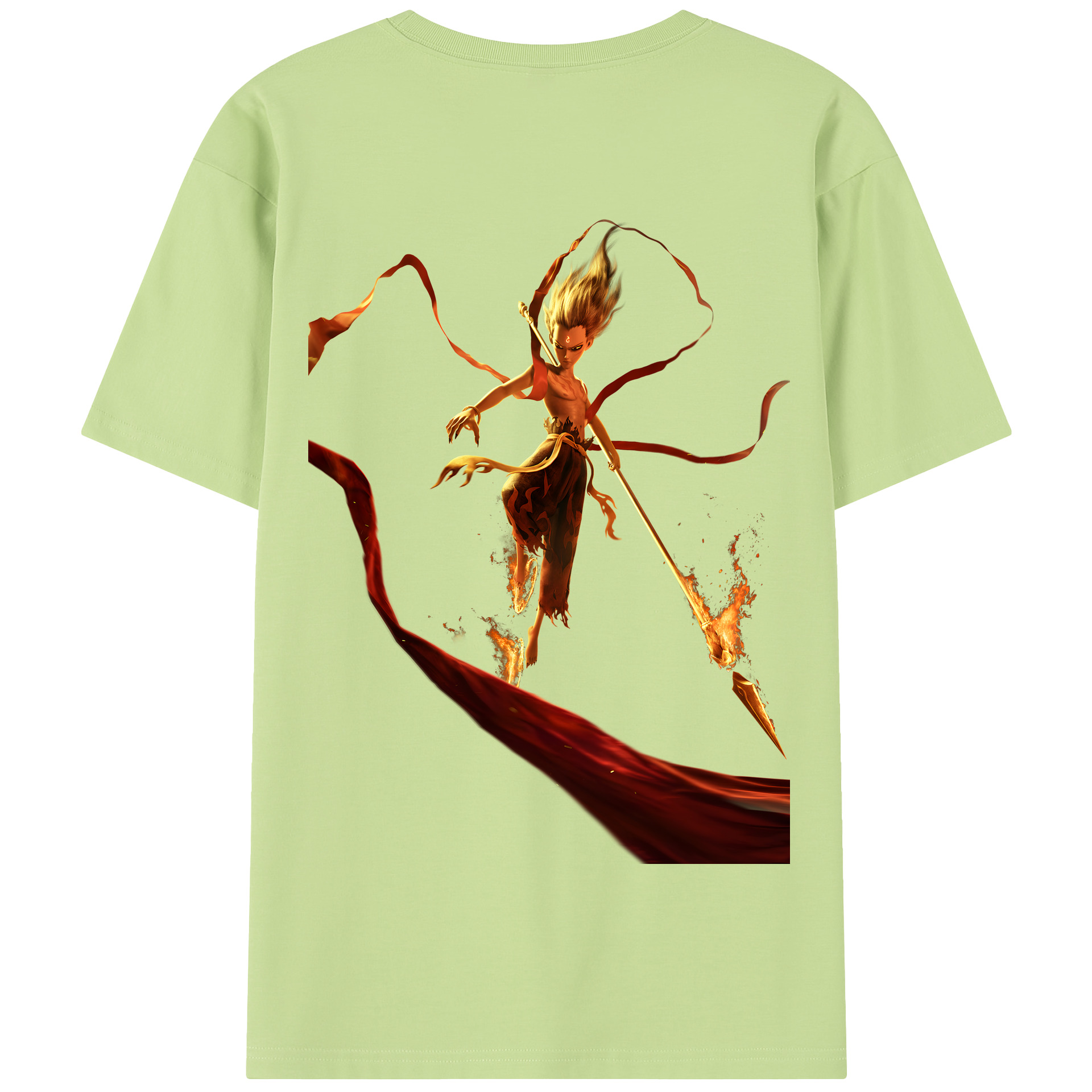 （画像用） Ne Zha 2 ナタ 魔童の大暴れ 綿100％半袖Tシャツ（背面プリント）